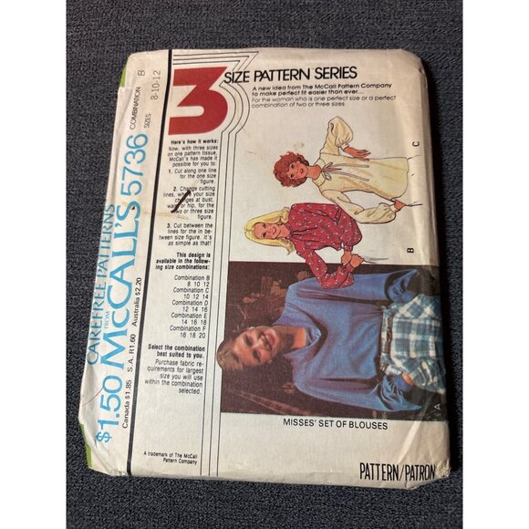 Vintage McCalls 5736 Misses Blouse Sewing Pattern Size 8-10-12 1977 Uncut - Picture 4 of 5